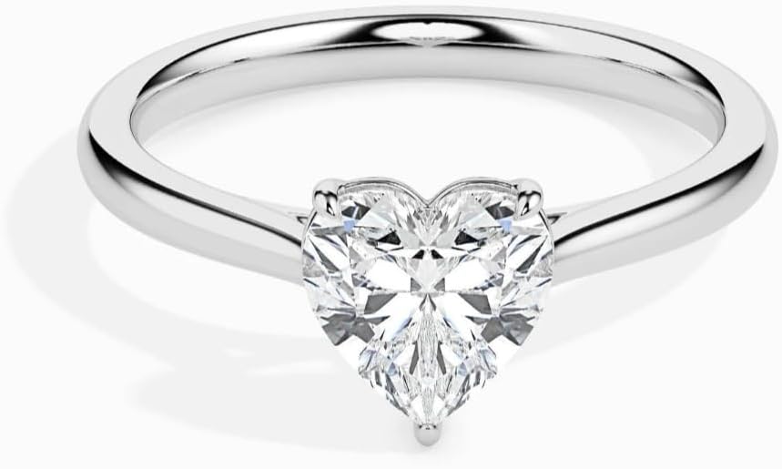1.00 Ct Heart Cut Solitaire Moissanite Diamond Engagement Ring, Heart Shaped Diamond Ring, White Gold Ring, Yellow Gold Ring, Silver Ring,Anniversary Ring For Her.