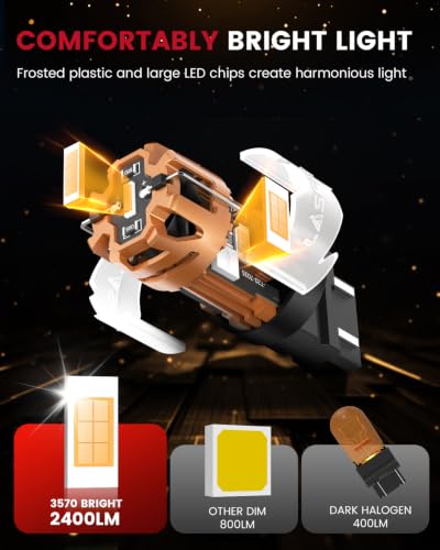 Image of LASFIT 4257 LED Bulb Amber for Ford Maverick 2022-2026 & F-150 2018-2026 Front Turn Signal Light Bulb for F250 F350 F450 Super Duty 2021-2022, 4800LM 4257NA Replacemen Canbus Error Free Plug and Play