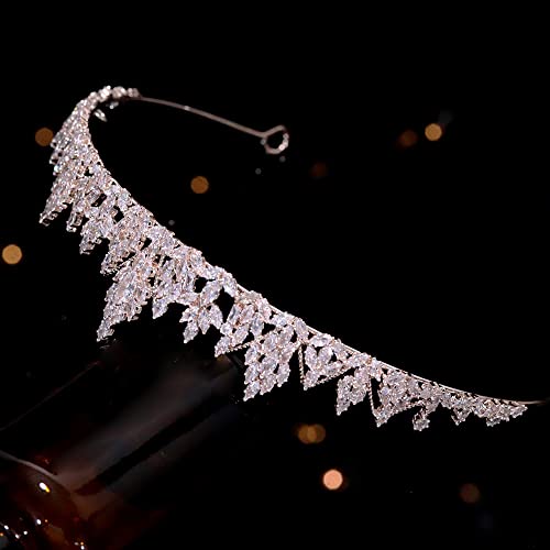 Tiara de princesa de alta joyería con 16 brillantes circonitas 5A 5