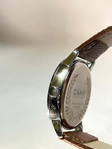 Image of Men's New Analogue Watch with Chronograph Design, Cream Dial, Brown Leather Strap