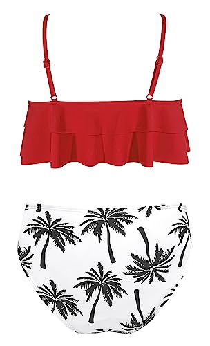 Image of SHEKINI Girls Floral Print Bathing Suits Ruffle Flounce Two Piece Swimsuits