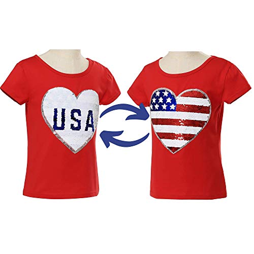 Image of 4th of July Shirts for Girls Patriotic American Flag Kids Clothing