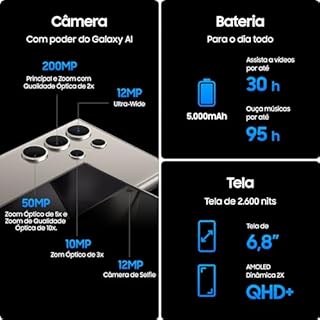 Samsung Galaxy S24 Ultra, Galaxy AI, 12MP Selfie, 6.8" Display 1-120Hz, 256GB, 12GB RAM - Titanium Grey