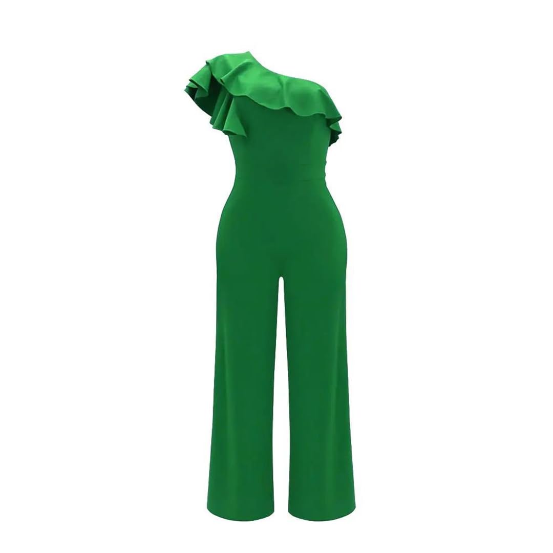 Yeuyyben Combinaison élégante à volants pour femme - Couleur unie - Style décontracté - Pour printemps et été