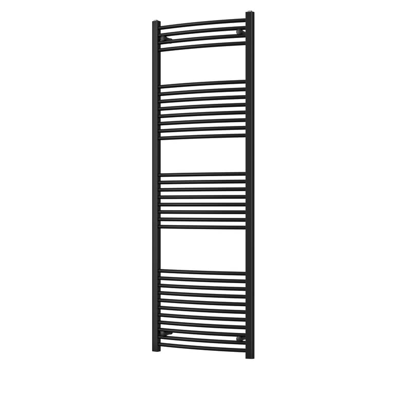 Heated Curved Black Towel Rail - For Luxurious Bathrooms - Efficient Towel Warmer & Storage Rack - Bathroom Radiator Towel Rail with Stylish Towel Holder - Easy Installation - H1800mm x W600mm — image 1