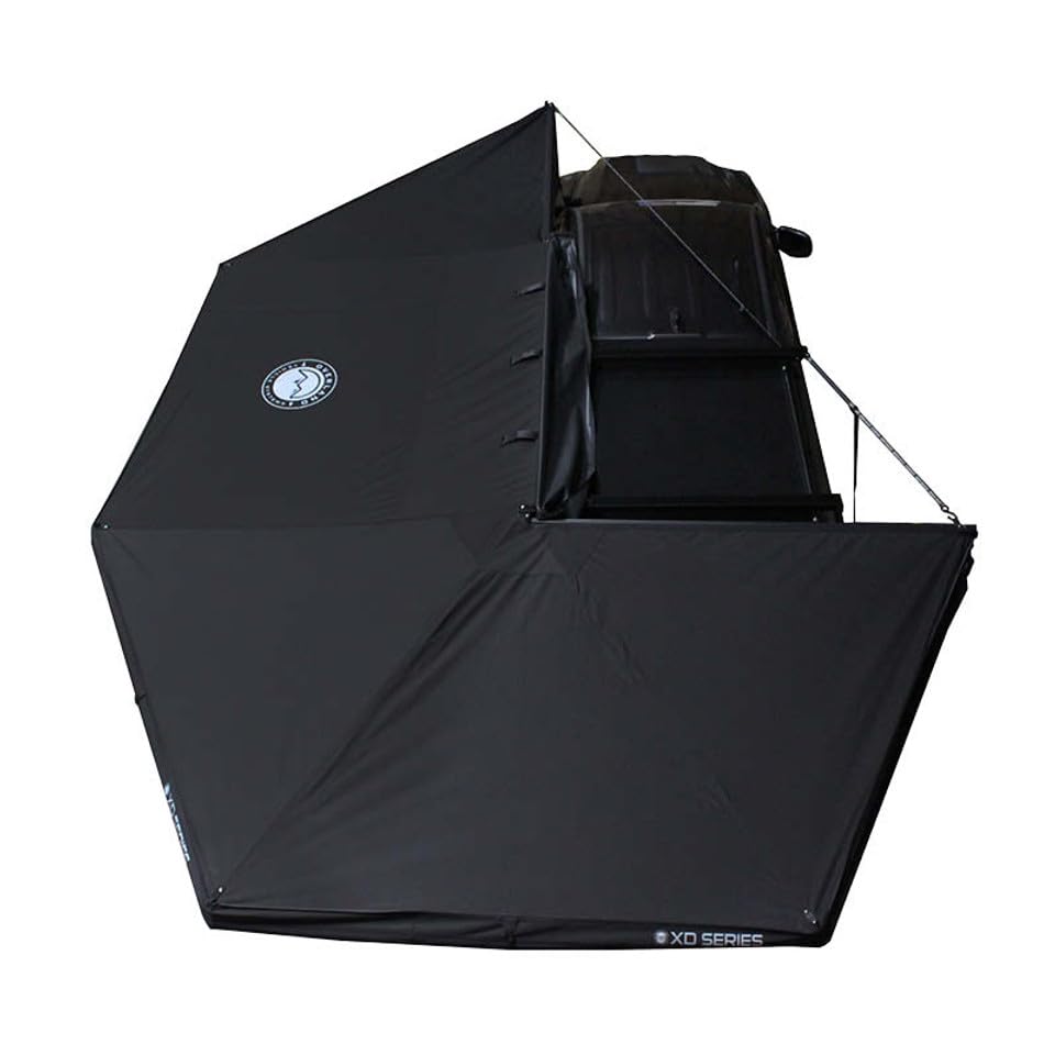 Overland Vehicle SystemsXD Nomadic 270 - Awning W/Lights & Black Out, Passenger Side, Black Body, Black Trim & Black Travel Cover - No Brackets, No Hardware