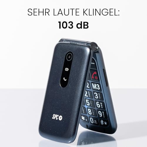 SPC Stella 3 - 4G Seniorenhandy mit Klappcover | Menü und große Tasten | Notruftaste, Remote-Konfiguration, hörgerätekompatibel und 103dB Lautstärke | Ladestation und 3 Direktspeicher - Schwarz