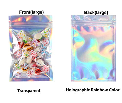 KAHEIGN 100Pcs Folie Ritssluitingszakken, 10 x 15 cm Holografische Kleur Mylar Zakken Dubbelzijdig Metallic Folie Platte… - Image 4