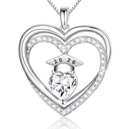 Ritach Graduation Gift for Her 2026 - College High School Graduation Gift for Her Best Friend Class of 2026 Gifts April Birthstone Necklace Heart Necklace