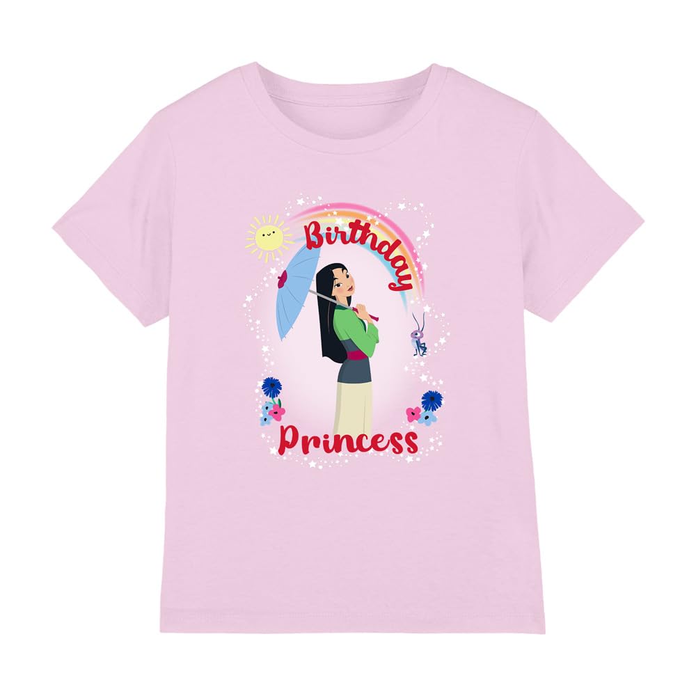 Mulan Birthday Princess and Her Lucky Cricket Girls T Shirt, Pink, 3-4 Years