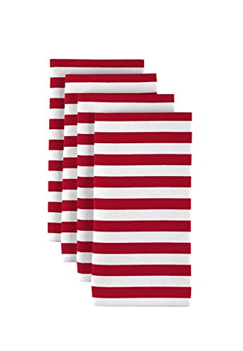Milliken Red Small Stripes Dinner Napkins - Set of 12