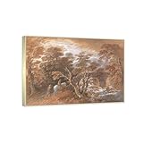 Famosa pintura mural- (Hilly Landscape) by Thomas Gainsborough- Reproducciones impresas en lienzo- Cuadros para la decoración del salón(70x98cm(27.6x38.5in)/Marcos de champán)