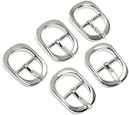 Pro Bamboo Kitchen Halter Buckle 5PCS 3/4" Silver Oval Center Bar Belt Buckles Single Prong Strap Buckles Tri-Glide Slide Buckles