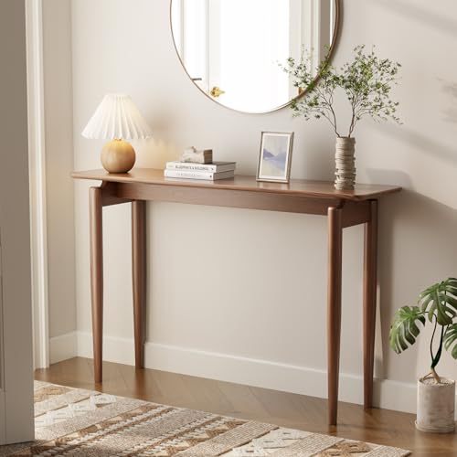 AQIMUELE Wood Console Table Walnut Entryway Table Thin Console Table Sofa Tables for Living Room (47.2)