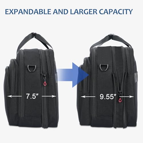 Image of KROSER Laptop Bag Premium Laptop Briefcase Fits Up to 17.3 Inch Laptop Expandable Water-Repellent Shoulder Messenger Bag Computer Bag for Travel /Business /Men /Women-Black /Blue