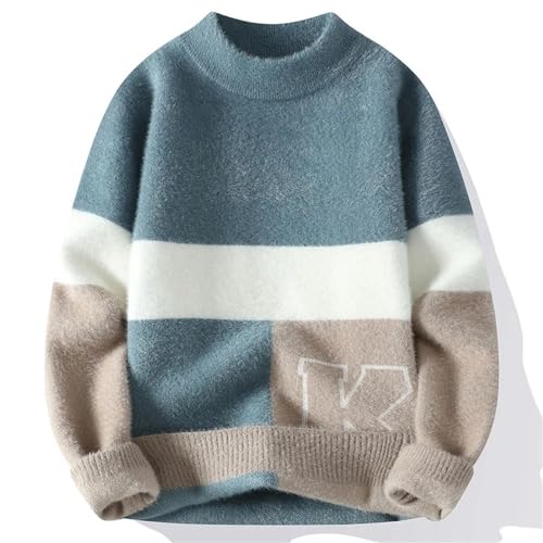 Pull décontracté pour homme en tricot uni à col rond pour l'automne