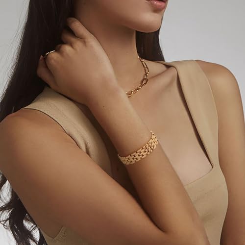 CLASSYZINT Stainless Steel Bracelets for Women, Gold Watch Bracelet for Women and Gold Cuff Bangle Bracelet3