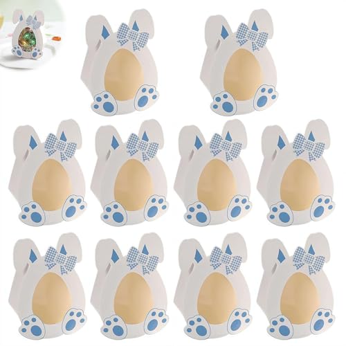 Lot de 10 boîtes de rangement en carton pour œufs de Pâques en forme de lapin avec fenêtre, boîtes à biscuits en forme de lapin, boîtes en papier pour...