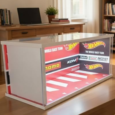 Image of Art Monk Premium Luxury Car Diorama Display Case with LED Lighting | MOMO Garage Theme | Wooden Diecast Car Display