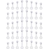 Lcolyoli 30PCS 16G Clear Acrylic Lip Rings Monroe Labret Studs Piercing Jewelry Bioflex Flexible Ear Tragus Helix Earring Retainer 6mm 8mm 10mm 12mm Bar Length 3mm Screw Ball for Women Men Girls Work