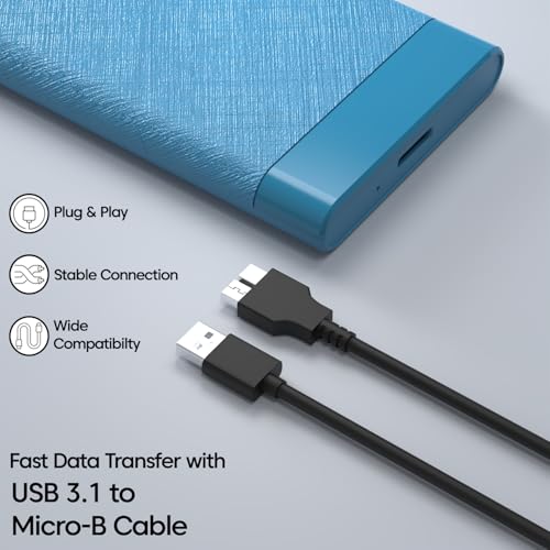 Image of Sounce 2.5 Inch SATA USB 3.0 HDD / SSD Portable External Hard Disk Enclosure 7 MM and 9.5 MM Tool Free , Supports UASP Max Upto 6TB (Blue)