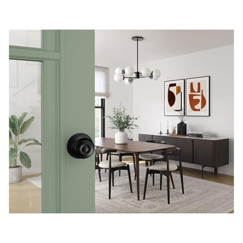 Image of Schlage F10 GEO 622 COH Georgian Door Knob with Cohen Trim, Hall & Closet Passage Lock, Matte Black