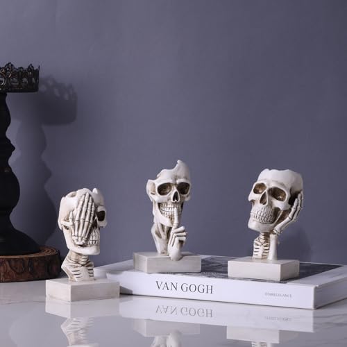 Estatuas decorativas de esqueleto set 3 piezas estilo gótico miniatura 4