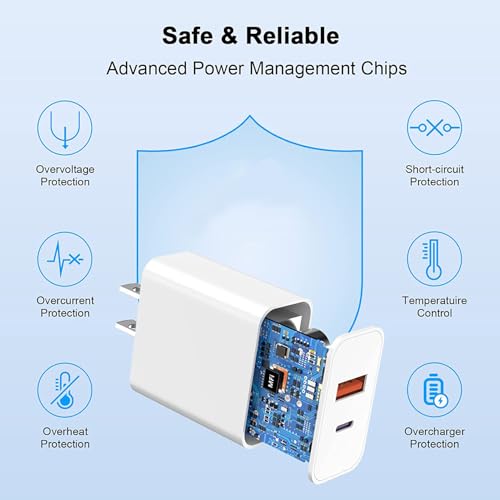 USB C Charger Block,3Pack 20W Dual Port USB C Wall Charger Plug Fast Charging Adapter USB A Quick Charging Brick Plug for iPhone Air/17 Pro Max/16E/16 ProMax/16Plus/15/14/13/12/11/XS,iPad Pro,AirPods - Image 4