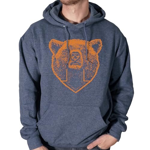 SCOBAR Bear Down Hoodie Hand-Drawn Printed in USA (XL) Navy