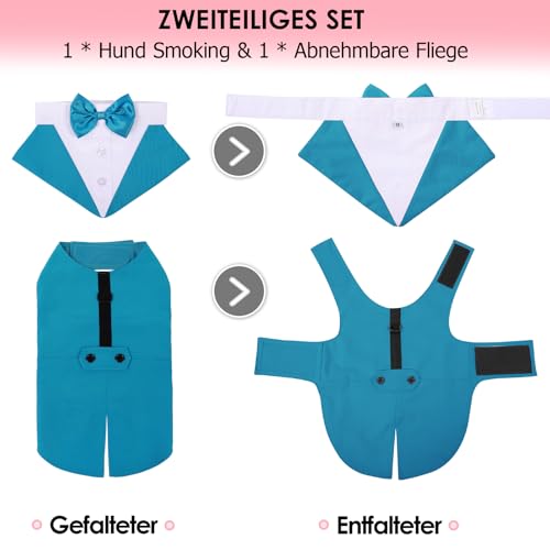 AOFITEE Hunde-Smoking mit Halstuch, Hunde-Kostüm für Hochzeit, Weihnachten, Halloween, mit Kragen mit abnehmbarer Fliege, für große Hunde
