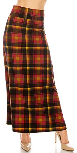 Eevee Women’s Casual Long Maxi Skirts - Basic High Waist Fold Over Soft Floor Length Stretch Casual Regular Plus Size