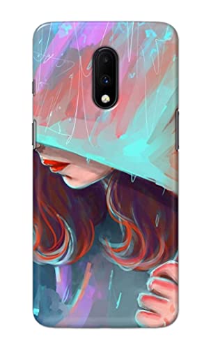 Image of PRINTFIDAA Pretty Woman Under The Umbrella Painting Printed Designer Hard Case for OnePlus 6T Back Cover -(e) RPM1007