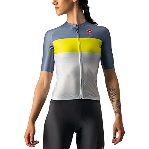 CASTELLI Damen Aero Pro Jersey Sweatshirt, Silver Gray/Sulphur/Light Steel Blue, XL EU
