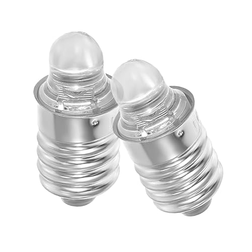 CTIRCHIU Bombilla LED Miniatura E10 3v para Linterna, Paquete 2 Unidades, Casquillo Roscado, Diseño Compacto de Metal y Vidrio, Bombillas Redondas de Repuesto para Uso en Camping