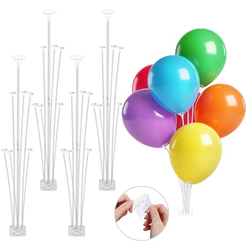 LOLStar Balloon Stand Kit 4 Pack Table & Floor Balloon Arch Stands with Adhesive Base Sticks & Archer Holder Easy DIY Assembly. Ideal for Party Decorations Indoor Outdoor Table Floor Party Decor