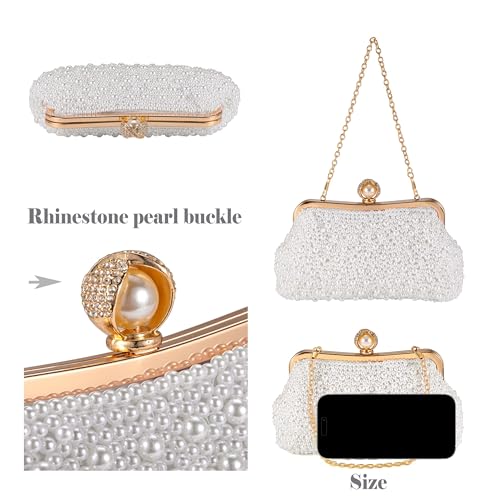 Image of Ayliss Pearl Clutch Purses for Women Wedding Bridal Evening Small Clutch Crossbody Handbag Full Beaded Parites Prom