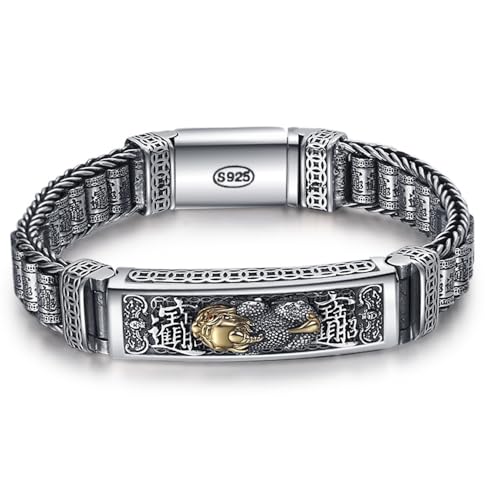 Pi Xiu Bracelet, Feng Shui Bracelet, Retro S925 Sterling Silver Lucky Bracelets, Pixiu Meditation Bracelets, Neo Chinese Style Wealth Money Amulet, Personalized Jewelry