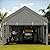 JY QAQA Carport, 12x20 FT Heavy Duty Carport with Removable Side Walls and Doors, Portable Garage with Roll-Up Window and Sandbags, Car Canopy with All-Season Tarp for Cars, Trucks, Boats, Gray