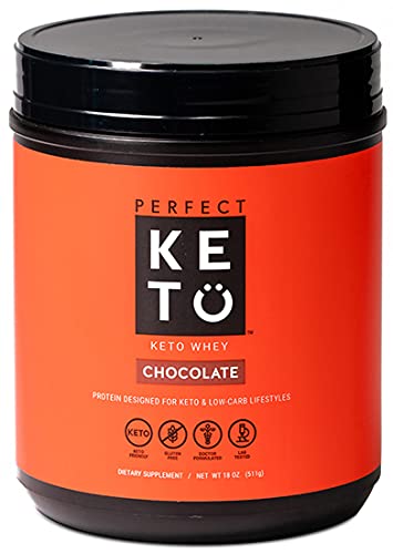 Perfect Keto Pure Whey Protein Powder Isolate Delicious 100% Grass Fed Meal Replacement Shake No Artificials, Gluten Free, Soy Free, Non-GMO (Chocolate)