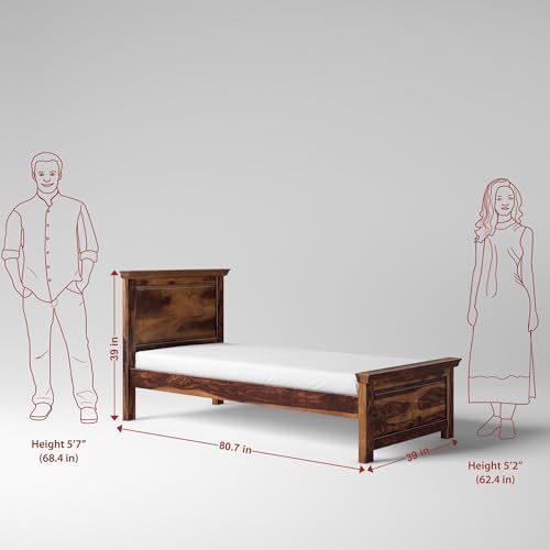 Image of AADITYA WOODS Solid Sheesham Wood Single Bed Cot Without Storage | Single Size Bed for Bedroom | Multipurpose Use Bed- Walnut 21