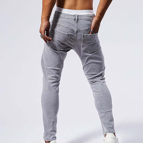 Stretchy Jeans Pants for Men Casual Slim Fit Ripped Distressed Tapered Y2k Pants Jeans Travel Hip Hop Vintage Clothes4