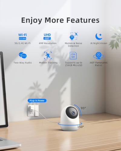 Image of 4MP Pet Camera Indoor Security Camera Plug-in 360 Pan Tilt, 5G /2.4G | with Speaker for Dog /Cat Baby Monitor | with Phone App | Motion Tracking, 2-Way Talk,Cloud & SD Card Storage, Upgrade Wi-Fi 6