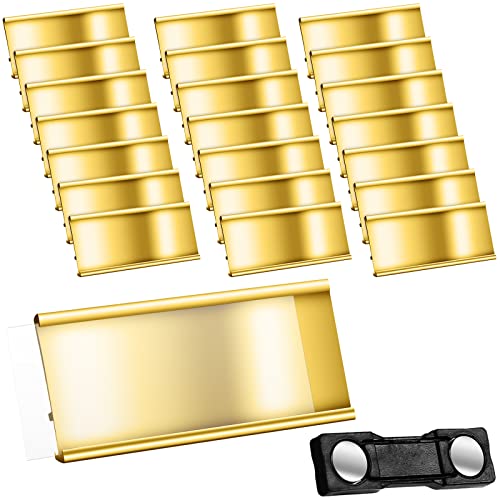 20 Stück Aluminium Namensschild Magnetisches Namensschild mit Papierschlitz Namensschild mit Magnetbefestigung für Veranstaltungen und Besucher Kleidung Verwaltung, 72 x 32 mm, Gold Cover