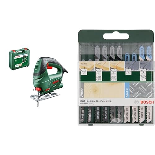 Bosch Home and Garden PST 650 Elektrikli Dekupaj Testreresi (Taşıma Çantasında) & 10 Parça Dekupaj Testere Seti