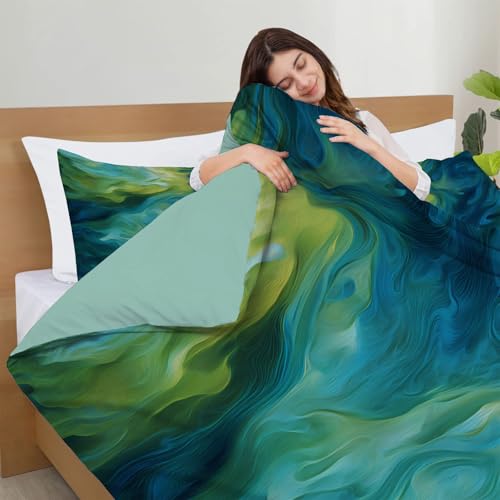 Housse de Couette 240x260cm Parure de Lit Océan en Microfibre