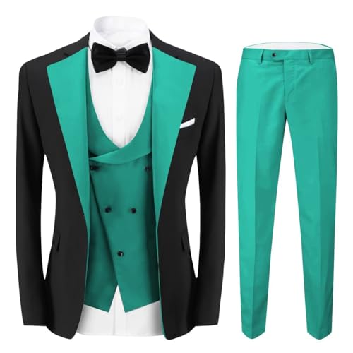 Mens Tuxedo Suit 3 Piece Slim Fit Suits for Men Double Breasted Suit Men Wedding Groom Formal Suits with Tie