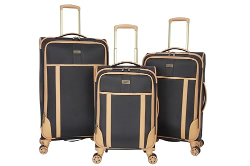 Image of Dockers Seahorse Softside Expandable 8-Wheel Spinner Travel Checked Luggage, 3-Piece Set, Black