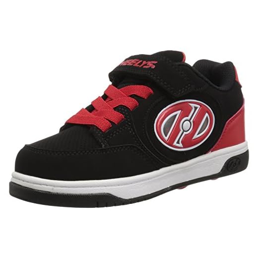Heelys Boys' Plus X2 Tennis Shoe, Black/Red, 4 M US Little Kid