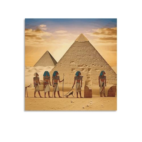 Toile murale abstraite égyptienne moderne sans cadre de format carré 70x70 cm