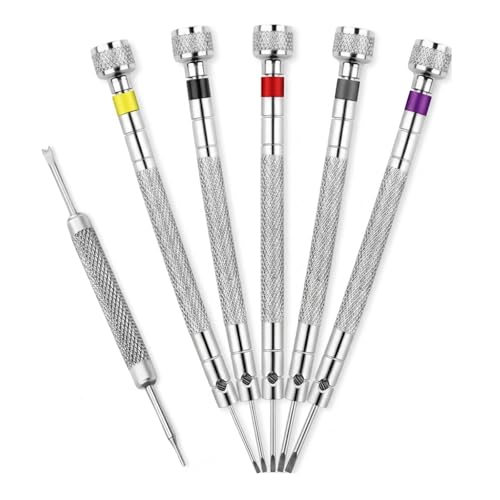 6Pcs Precision Screwdriver Set Watchmakers Screwdriver Set Reversible Blade Screwdriver for Watch Eyeglasses Jewelry Repair Watchtools WatchScrewdriver Sett -Head Watch Pin Removal Tool